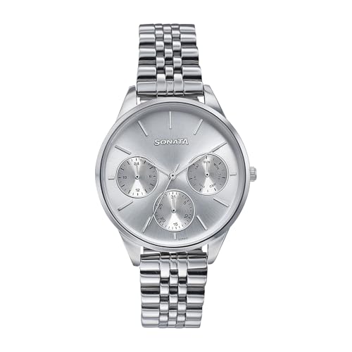 Sonata Wedding Edit Quartz Multifunction Silver Dial Stainless Steel Strap Watch for Women - Image 2