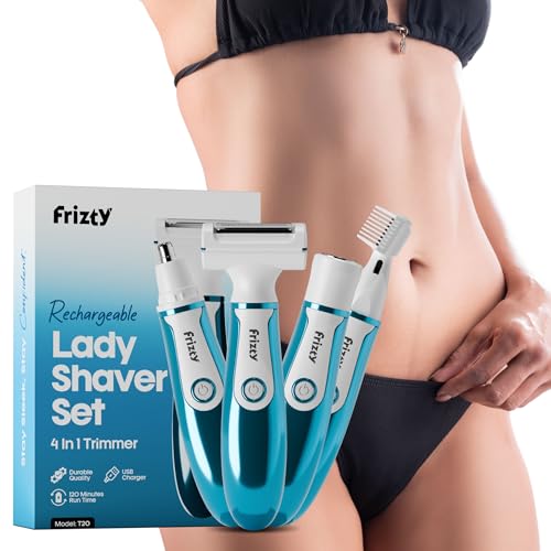 Frizty Adjustable 4 in 1 Face & Body Hair Trimmer for Women | 4 Heads- Bikini & Body Shaver, Face & Eyebrow, Nose and Ear Trimmer | Rechargeable | Full Body Hair Removal Machine for Women - Image 2