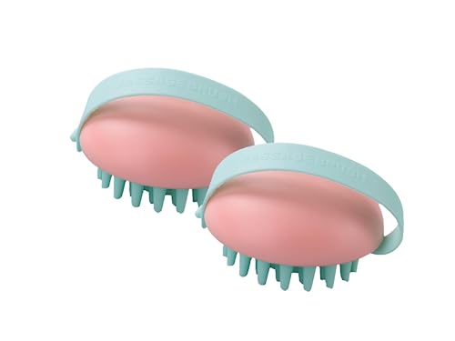 Rey Naturals Hair Scalp Massager | Shampoo & Hair Oil Brush for Men and Women | Hair Growth, Scalp Care and Relaxation | Oil Massager For Scalp | Soft Silicon Bristles for Gentle Massage | Pink-Set Of 2 - Image 2