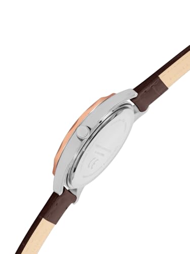 French Connection 3 Hands Brown Round Dial Leather Strap Casual Premium MOP Feature Wrist Watch for Women - FCB11BRL - Image 4