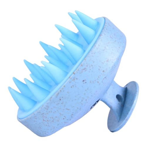 Now Organic Brand Eco Wheat Straw Scalp Massager/Shampoo Comb | Soft Silicone Bristles | Stress-Relieving, Anti-Dandruff, Best Hair Care Tool (Sky blue) - Image 3