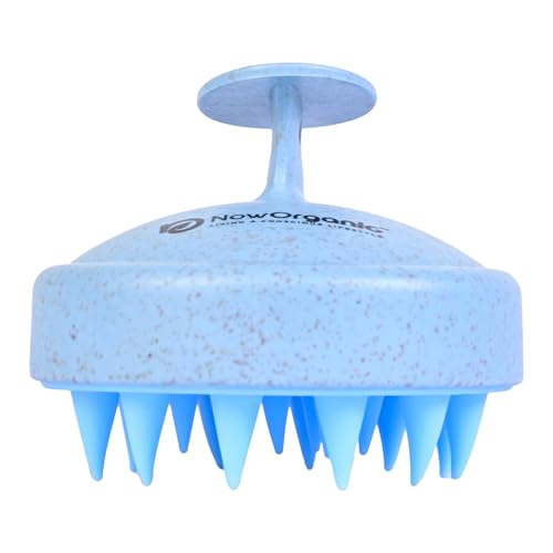 Now Organic Brand Eco Wheat Straw Scalp Massager/Shampoo Comb | Soft Silicone Bristles | Stress-Relieving, Anti-Dandruff, Best Hair Care Tool (Sky blue) - Image 2