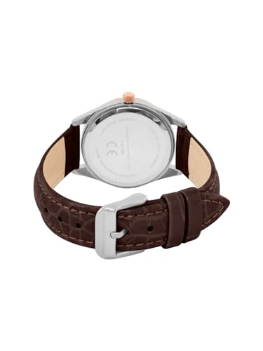 French Connection 3 Hands Brown Round Dial Leather Strap Casual Premium MOP Feature Wrist Watch for Women - FCB11BRL - Image 5