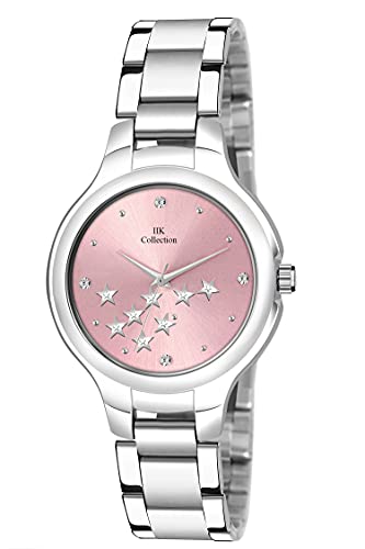 IIK COLLECTION Watches for Women Round Studded Dial |Analogue Quartz Movemnet Ladies Watch|Long Battery Life|Stainless Steel Adjustable Bracelet Chain Strap|Double Lock Clasp Safety Watches for Girls - Image 2