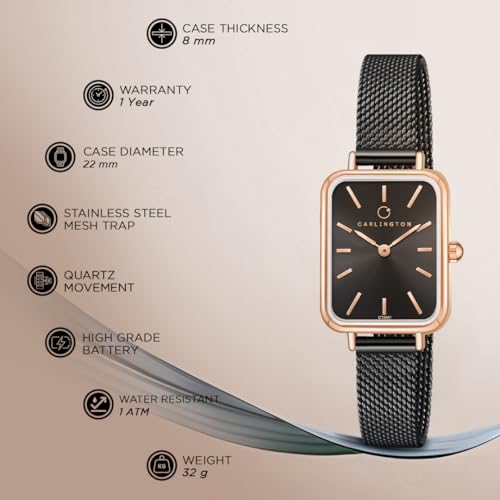 Carlington Iconic Analog Watches for Women with Premium Stainless Steel Mesh Strap - CT 2041 - Image 5
