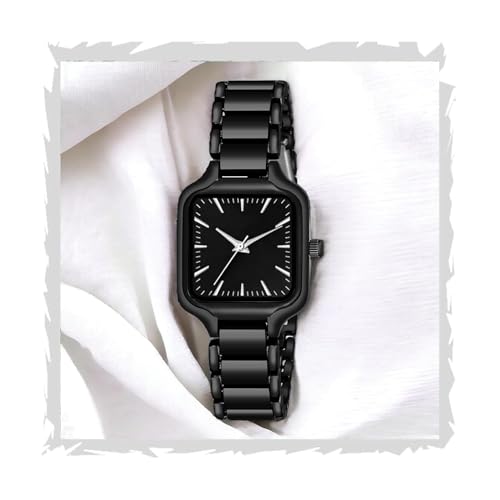 styledose Newly Arrived Women Stainless Steel Casual Watch Embossed Sqaure Dial Women's Watch with Rose Gold Stainless Steel Strap - Image 2