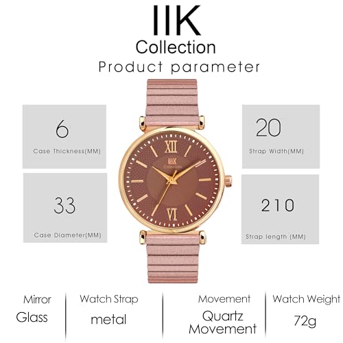 IIK COLLECTION Watches for Women Round Dial |Analogue Quartz Movemnet Ladies Watch|Long Battery Life|Metal Bracelet Chain Strap|Double Lock Clasp Safety Watches for Girls - Image 9