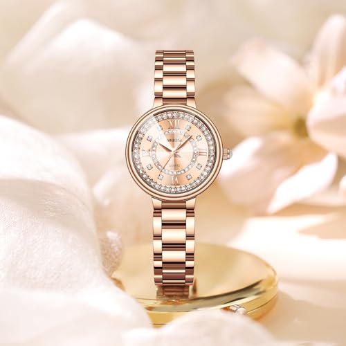 NIBOSI Women Watches Analog Quartz Stainless Steel Band Rose Gold Luxury Elegant Diamond Watch for Ladies Stylish Waterproof Wrist Watch - Image 9