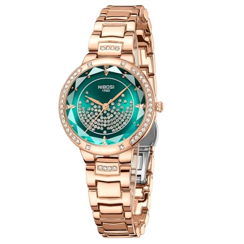 NIBOSI Watches for Woman Analog Quartz Rose Gold Stainless Steel Band Fashion Luxury Ladies Wrist Watch Diamond Stylish Elegant Watches Waterproof - Image 2