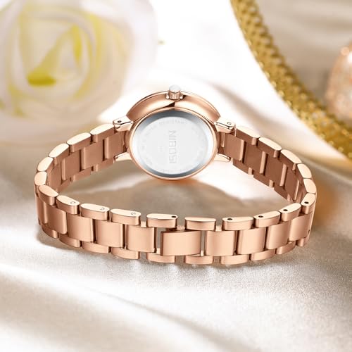 NIBOSI Women Watches Analog Quartz Stainless Steel Band Rose Gold Luxury Elegant Diamond Watch for Ladies Stylish Waterproof Wrist Watch - Image 4