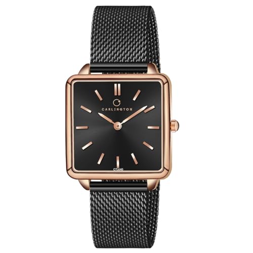 Carlington Iconic 2040 Analog Ladies Watch with Premium Mesh Chain, Scratch-Resistant Dial, and Water-Resistant Body – Square Dial Watches for Women and Girls - Image 2