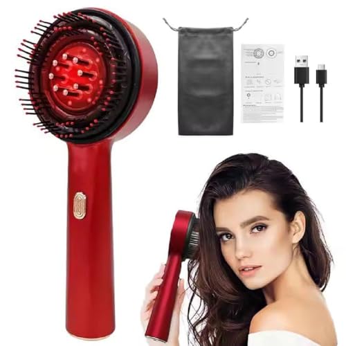 wall love Oil Applicator Comb with Red LED Light Therapy | Corded Electric Scalp Massager with High Vibration | Boosts Hair Growth, Reduces Dandruff, Relieves Stress | 6ml Oil Tank | 3 Hr Run-Time | Type-C Charging (RED) - Image 3