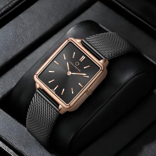 Carlington Iconic 2040 Analog Ladies Watch with Premium Mesh Chain, Scratch-Resistant Dial, and Water-Resistant Body – Square Dial Watches for Women and Girls - Image 8