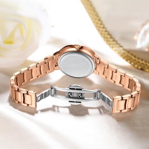NIBOSI Watches for Woman Analog Quartz Rose Gold Stainless Steel Band Fashion Luxury Ladies Wrist Watch Diamond Stylish Elegant Watches Waterproof - Image 4