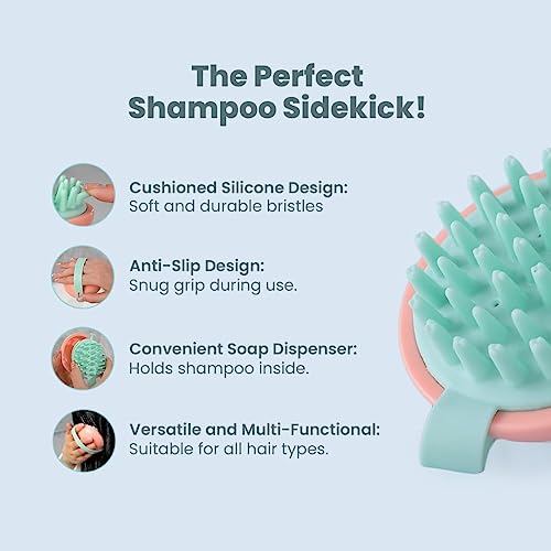 Rey Naturals Hair Scalp Massager | Shampoo & Hair Oil Brush for Men and Women | Hair Growth, Scalp Care and Relaxation | Oil Massager For Scalp | Soft Silicon Bristles for Gentle Massage | Pink-Set Of 2 - Image 5