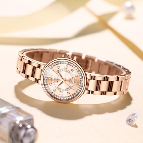 NIBOSI Women Watches Analog Quartz Stainless Steel Band Rose Gold Luxury Elegant Diamond Watch for Ladies Stylish Waterproof Wrist Watch - Image 8
