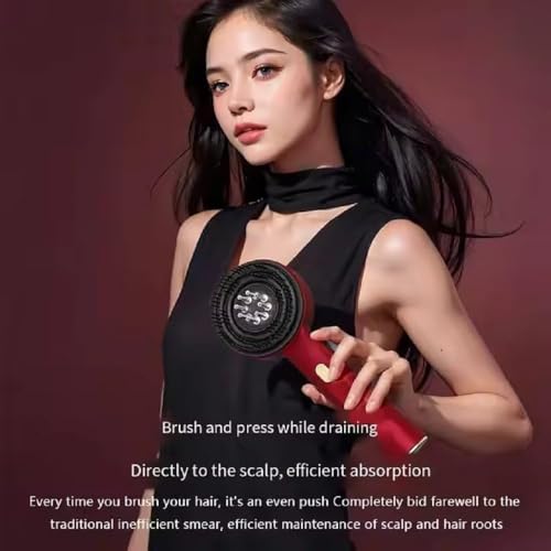 wall love Oil Applicator Comb with Red LED Light Therapy | Corded Electric Scalp Massager with High Vibration | Boosts Hair Growth, Reduces Dandruff, Relieves Stress | 6ml Oil Tank | 3 Hr Run-Time | Type-C Charging (RED) - Image 4