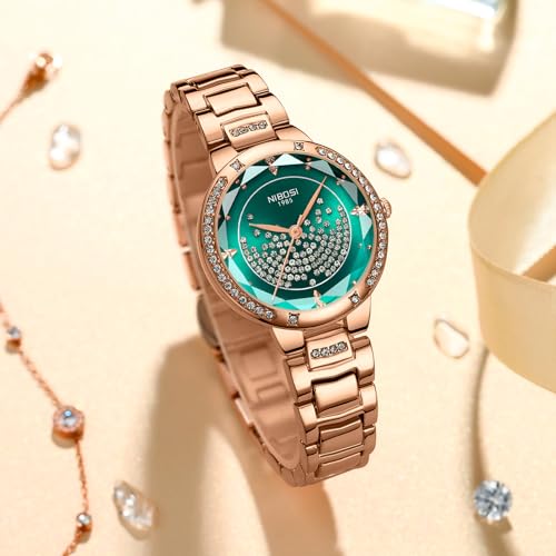 NIBOSI Watches for Woman Analog Quartz Rose Gold Stainless Steel Band Fashion Luxury Ladies Wrist Watch Diamond Stylish Elegant Watches Waterproof - Image 8