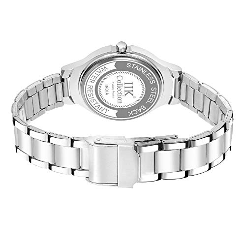 IIK COLLECTION Watches for Women Round Studded Dial |Analogue Quartz Movemnet Ladies Watch|Long Battery Life|Stainless Steel Adjustable Bracelet Chain Strap|Double Lock Clasp Safety Watches for Girls - Image 7