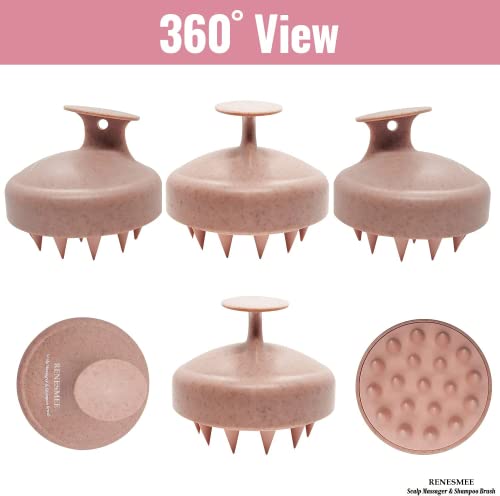 RENESMEE Scalp Massager Shampoo Brush, Eco-friendly Wheat Straw body with Soft Silicon Bristles, Hair Scalp Scrubber, Scalp Exfoliator | Dandruff Removal, Prevents Hair loss (Pink) - Image 7