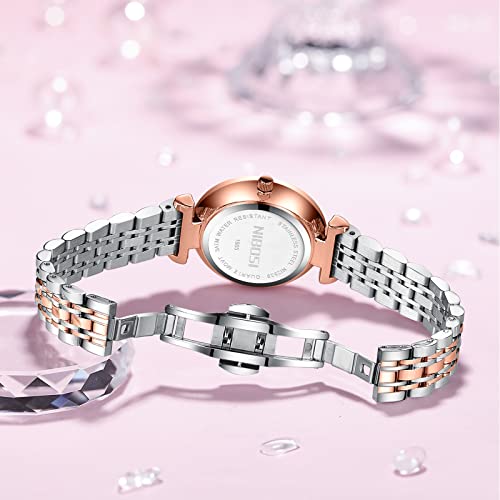 NIBOSI Women Stainless Steel Watches Analog Rose Gold Band and Square Dial Women's Watch for Girls&Miss&Ladies Diamond Studded with Stylish Watches Waterproof - Image 6