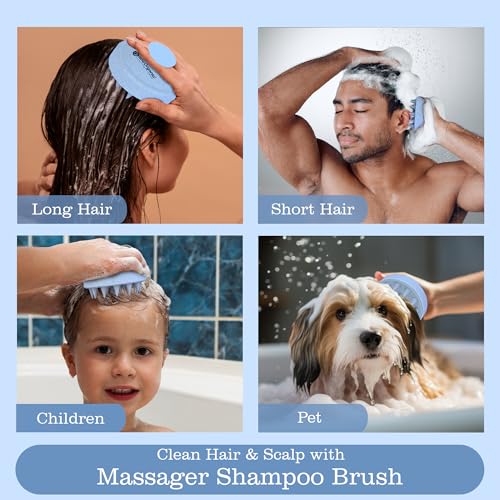 Now Organic Brand Eco Wheat Straw Scalp Massager/Shampoo Comb | Soft Silicone Bristles | Stress-Relieving, Anti-Dandruff, Best Hair Care Tool (Sky blue) - Image 7
