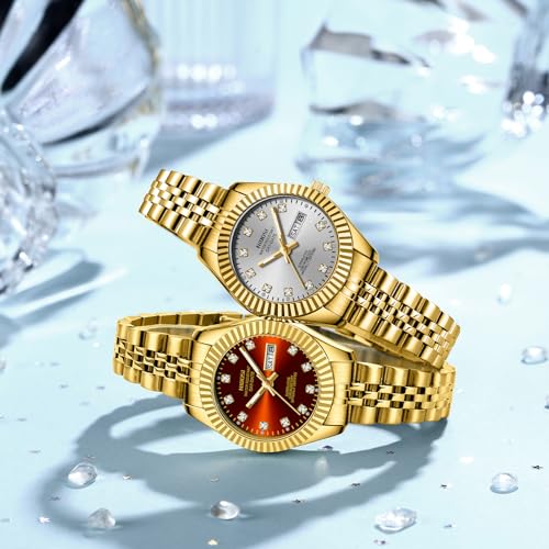 NIBOSI Watches for Woman Analog Quartz Stainless Steel Diamond Small Dial Women Watches Classic Gold Green Wrist Watch Date Waterproof - Image 9