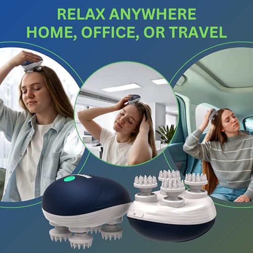 MEDTECH Energize Electric Head Massager | Type-C Charging | Portable Head Massager for Hair Growth, Muscle Relaxation & Stress Relief | 3 Preset Modes, Blue - Image 8