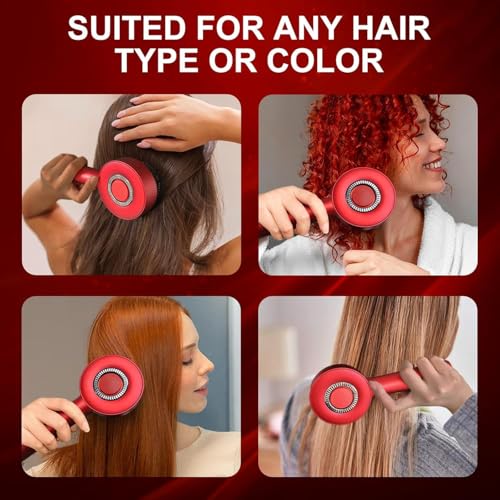 wall love Oil Applicator Comb with Red LED Light Therapy | Corded Electric Scalp Massager with High Vibration | Boosts Hair Growth, Reduces Dandruff, Relieves Stress | 6ml Oil Tank | 3 Hr Run-Time | Type-C Charging (RED) - Image 5