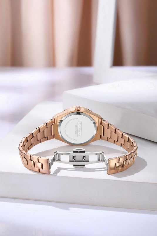 Giordano Analog Watch for Women with Crystal Bezel, Round Gloss Finish dial, Stainless Steel Strap and Date Display - Image 6