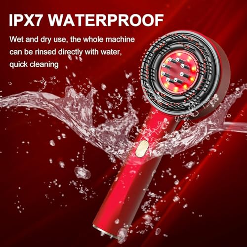 wall love Oil Applicator Comb with Red LED Light Therapy | Corded Electric Scalp Massager with High Vibration | Boosts Hair Growth, Reduces Dandruff, Relieves Stress | 6ml Oil Tank | 3 Hr Run-Time | Type-C Charging (RED) - Image 7