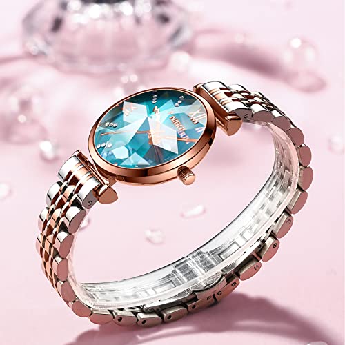NIBOSI Women Stainless Steel Watches Analog Rose Gold Band and Square Dial Women's Watch for Girls&Miss&Ladies Diamond Studded with Stylish Watches Waterproof - Image 5