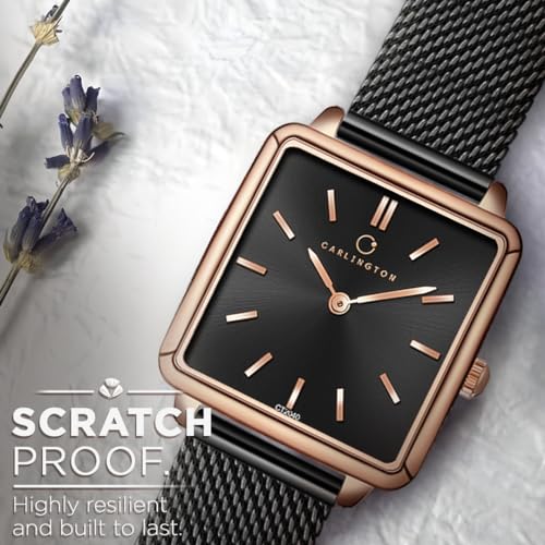 Carlington Iconic 2040 Analog Ladies Watch with Premium Mesh Chain, Scratch-Resistant Dial, and Water-Resistant Body – Square Dial Watches for Women and Girls - Image 10