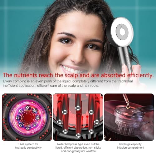 wall love Oil Applicator Comb with Red LED Light Therapy | Corded Electric Scalp Massager with High Vibration | Boosts Hair Growth, Reduces Dandruff, Relieves Stress | 6ml Oil Tank | 3 Hr Run-Time | Type-C Charging (RED) - Image 8