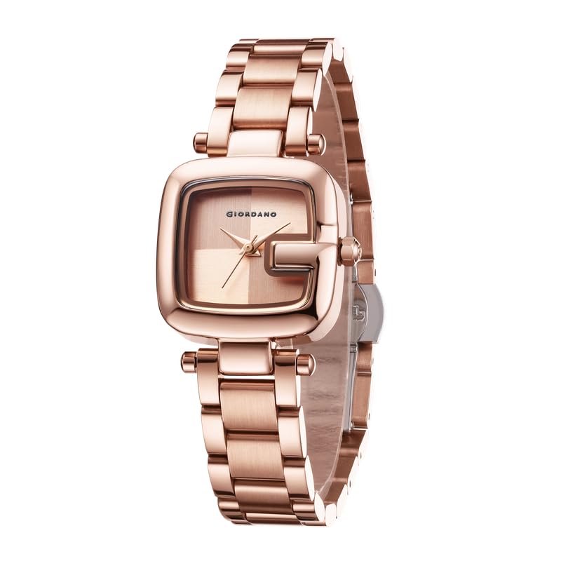 Giordano Monogram Watch for Women Dial with Metal & Leather Strap Fashionable Design, Water Resistant Quartz Analog – Perfect for Casual & Office Wear - Image 2