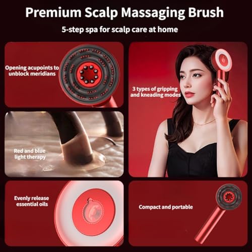 wall love Oil Applicator Comb with Red LED Light Therapy | Corded Electric Scalp Massager with High Vibration | Boosts Hair Growth, Reduces Dandruff, Relieves Stress | 6ml Oil Tank | 3 Hr Run-Time | Type-C Charging (RED) - Image 6