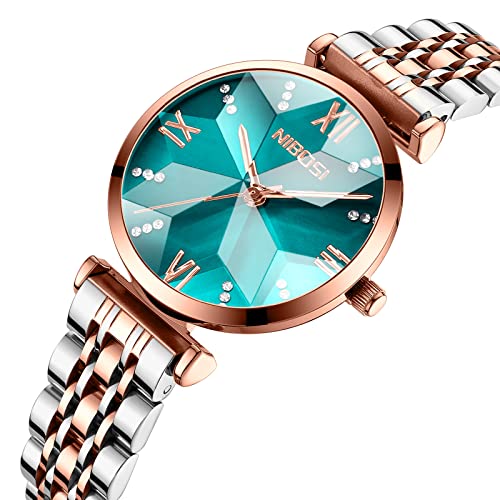NIBOSI Women Stainless Steel Watches Analog Rose Gold Band and Square Dial Women's Watch for Girls&Miss&Ladies Diamond Studded with Stylish Watches Waterproof - Image 4
