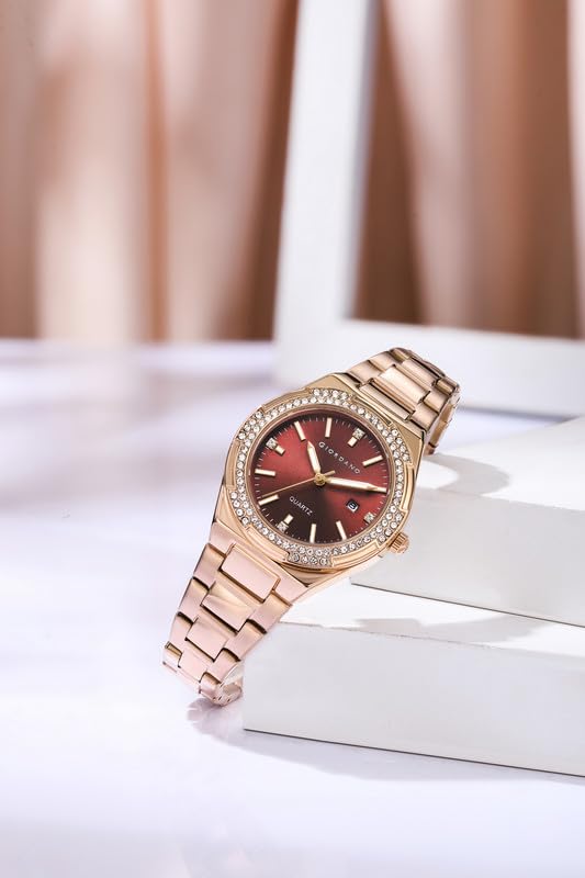 Giordano Analog Watch for Women with Crystal Bezel, Round Gloss Finish dial, Stainless Steel Strap and Date Display - Image 4