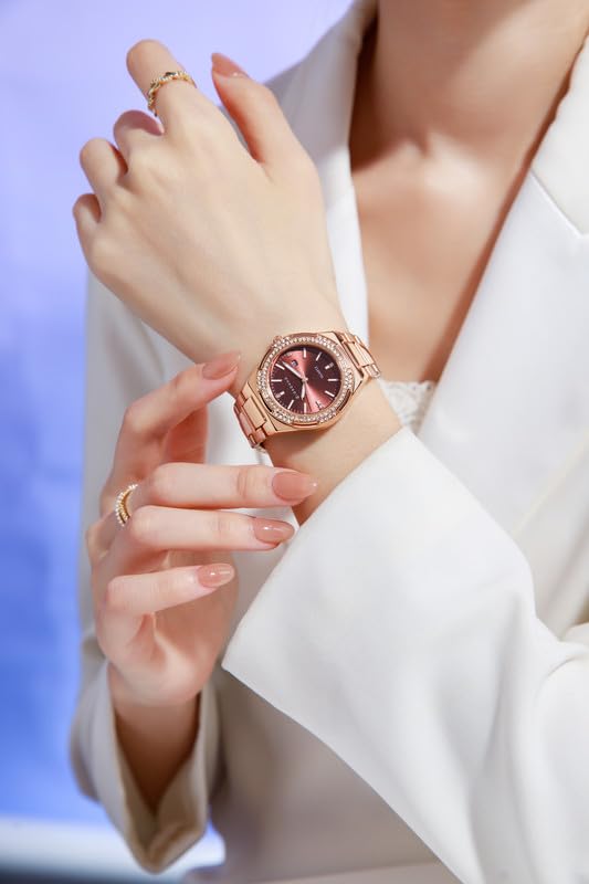 Giordano Analog Watch for Women with Crystal Bezel, Round Gloss Finish dial, Stainless Steel Strap and Date Display - Image 3